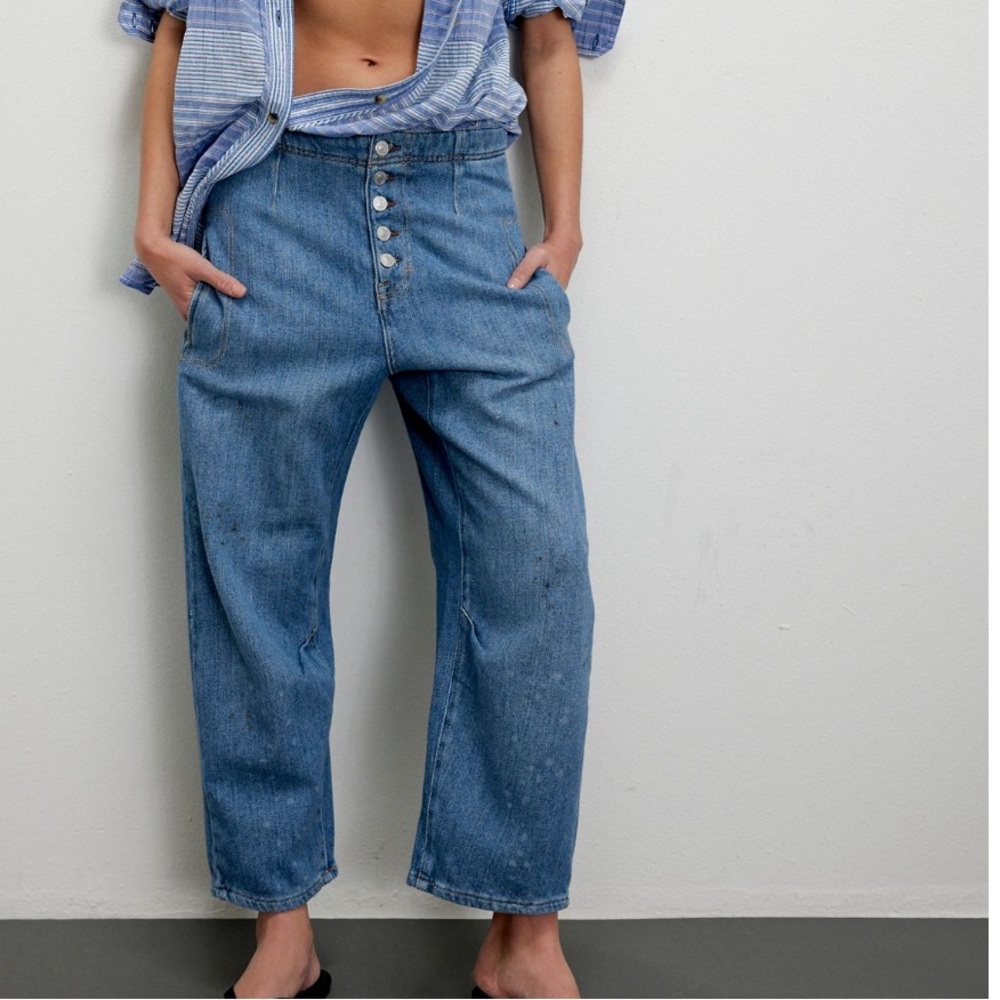 Free People Blue Wide Leg Jeans